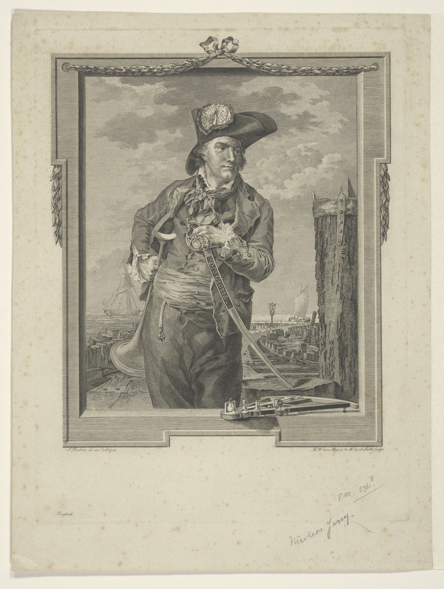 A.0145(179) [nr 0010]; Proefdruk van portret van Nicolaas Jarry; prent
