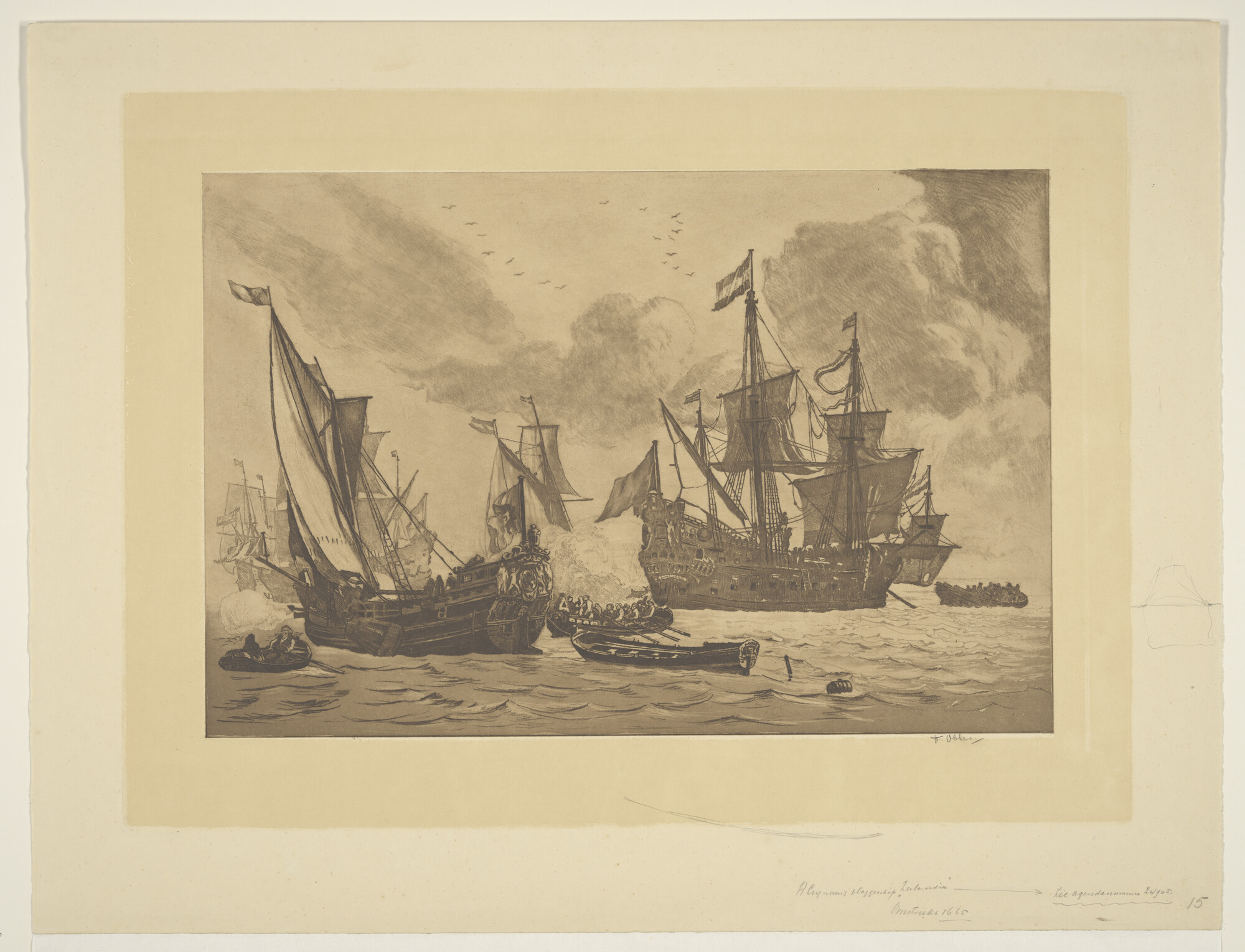 S.1565(01); Gezicht op een Nederlandse rede; prent