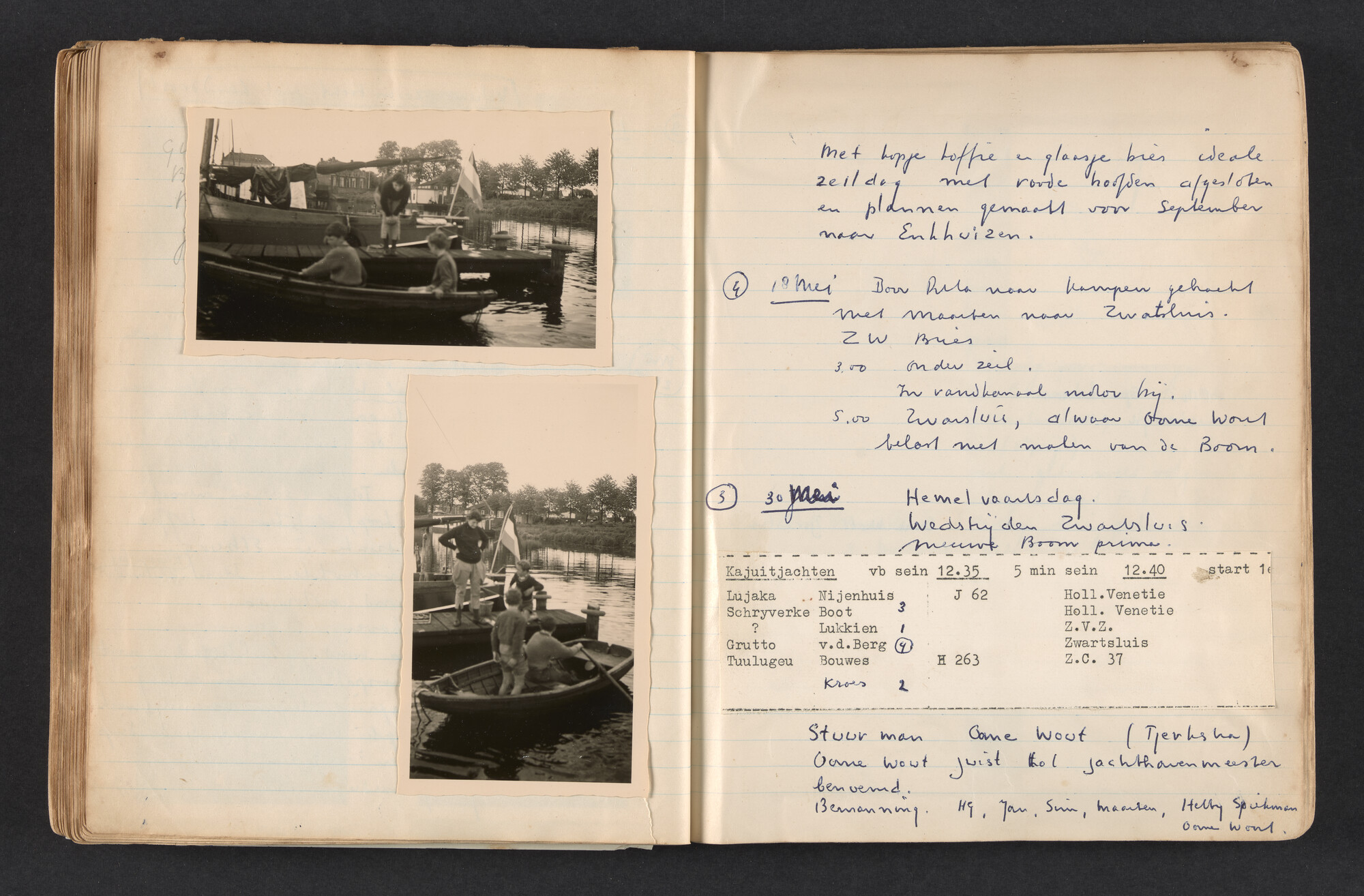 2017.0792; Logboek c.q. fotoalbum van reizen met zeeschouw Grutto in Nederland, 1955-1957; logboek