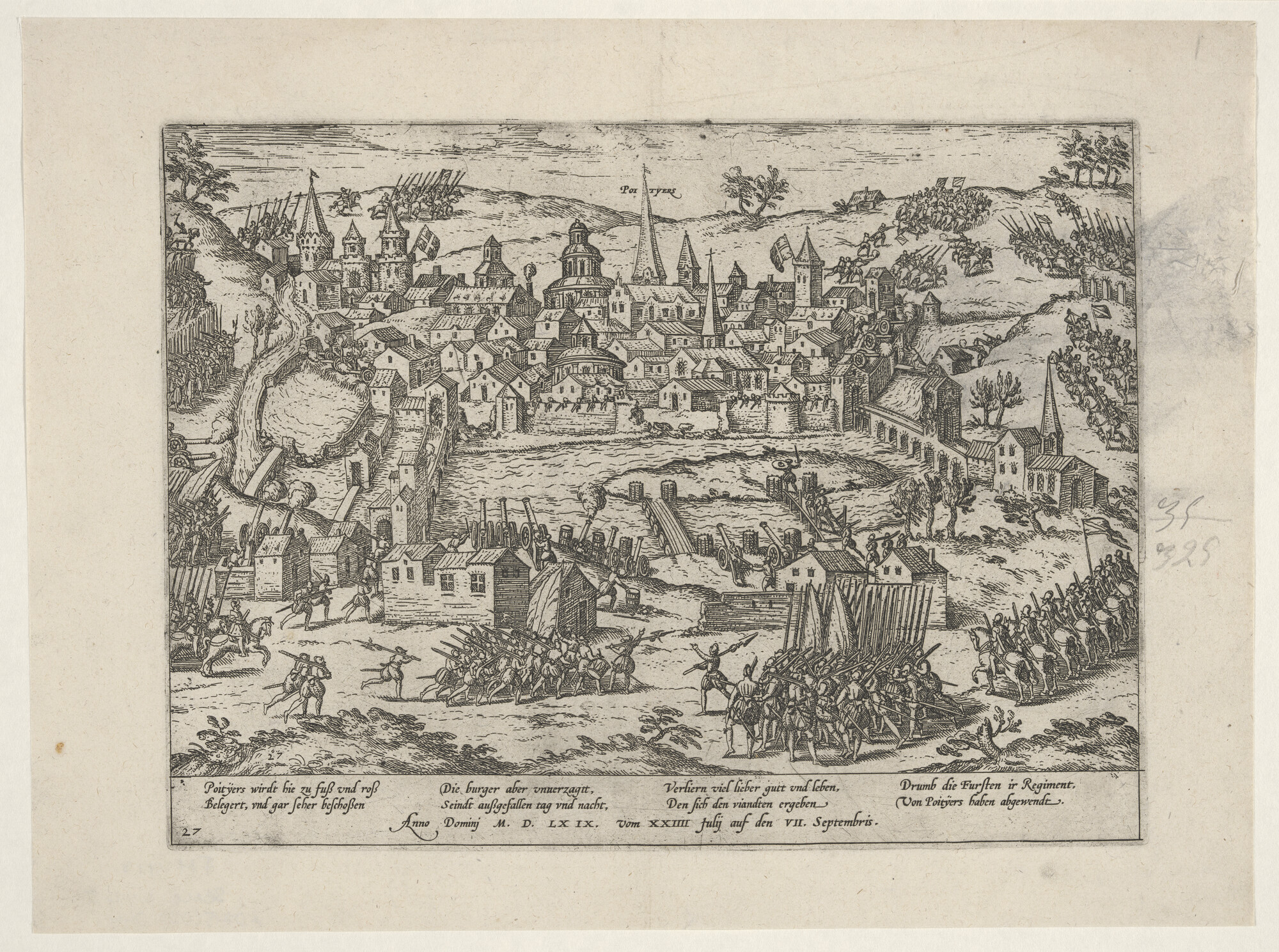 A.0145(027)044; Poitiers belegerd, 24 juli tot 7 september 1569; prent