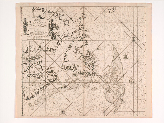 A.0145(212)22; Paskaart van de kust van Terra Nova van Kaap de Sables tot de mond van Straat Davis, door Claas Jansz. Vooght; zeekaart