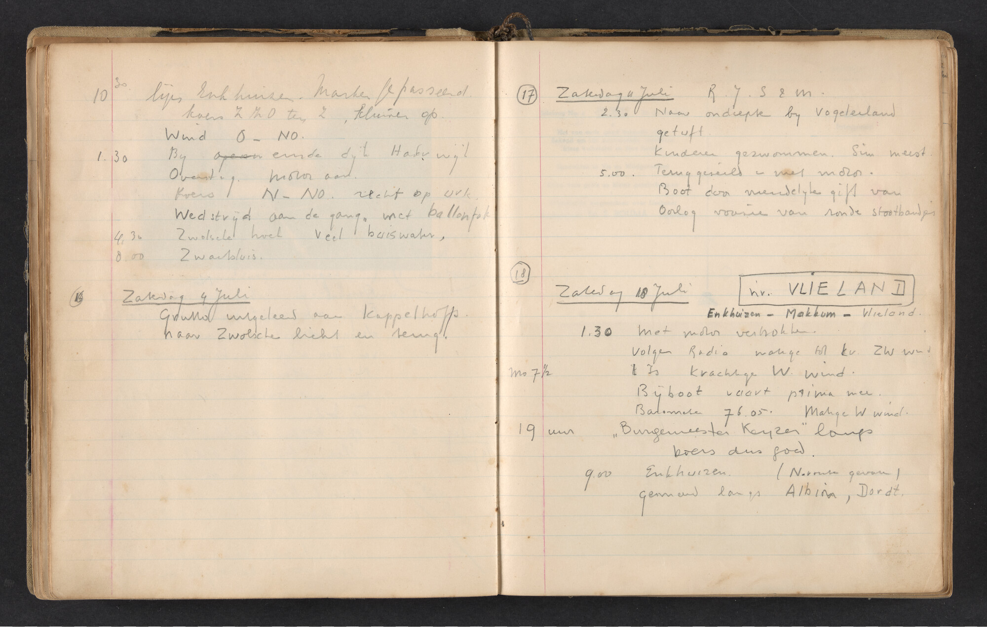 2017.0791; Logboek c.q. fotoalbum van reizen met zeeschouw Grutto in Nederland, 1952-1954; logboek
