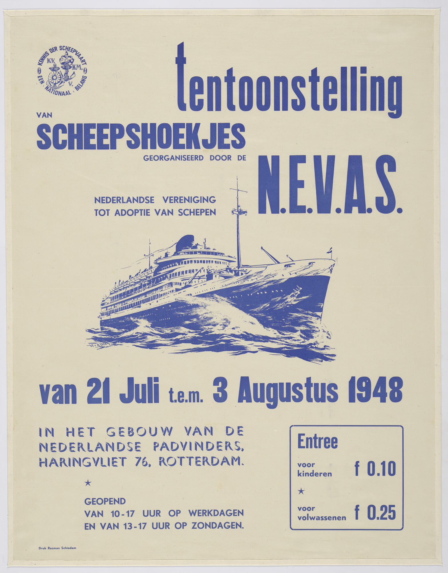 S.7169(11); Affiche voor de tentoonstelling van scheepshoekjes georganiseerd door de NEVAS; affiche