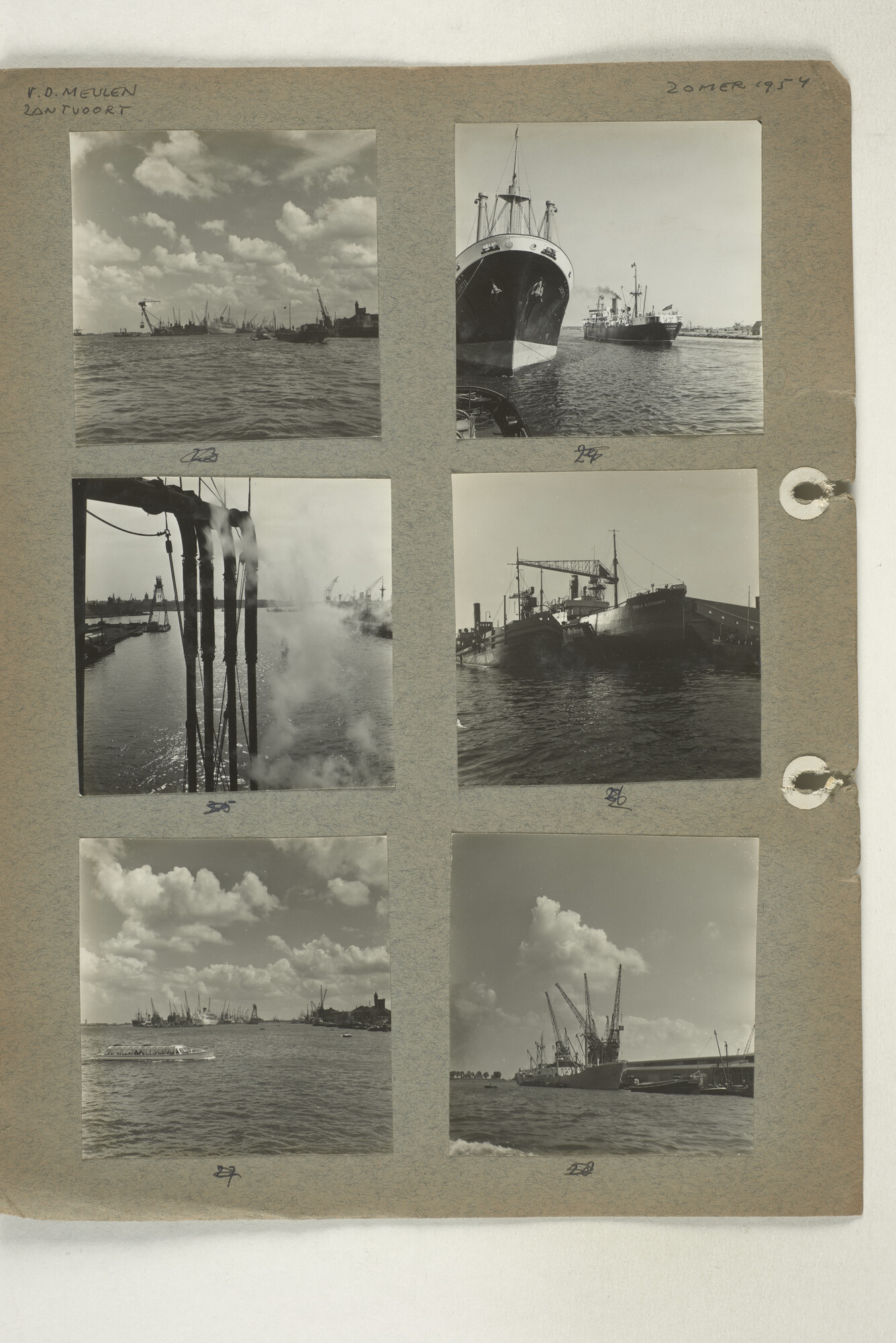 1998.2182; Omslag (voorheen ordner) met een grote hoeveelheid proef foto's van de haven en de stad van Amsterdam; omslag