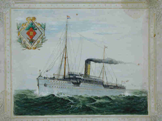 S.4348(01); Herinneringsalbum met bouw- en interieurfoto's aangeboden aan mej. E.D.W. Jonckheer ter gelegenheid van de tewaterlating van het passagiersschip ss. Vondel; fotoalbum