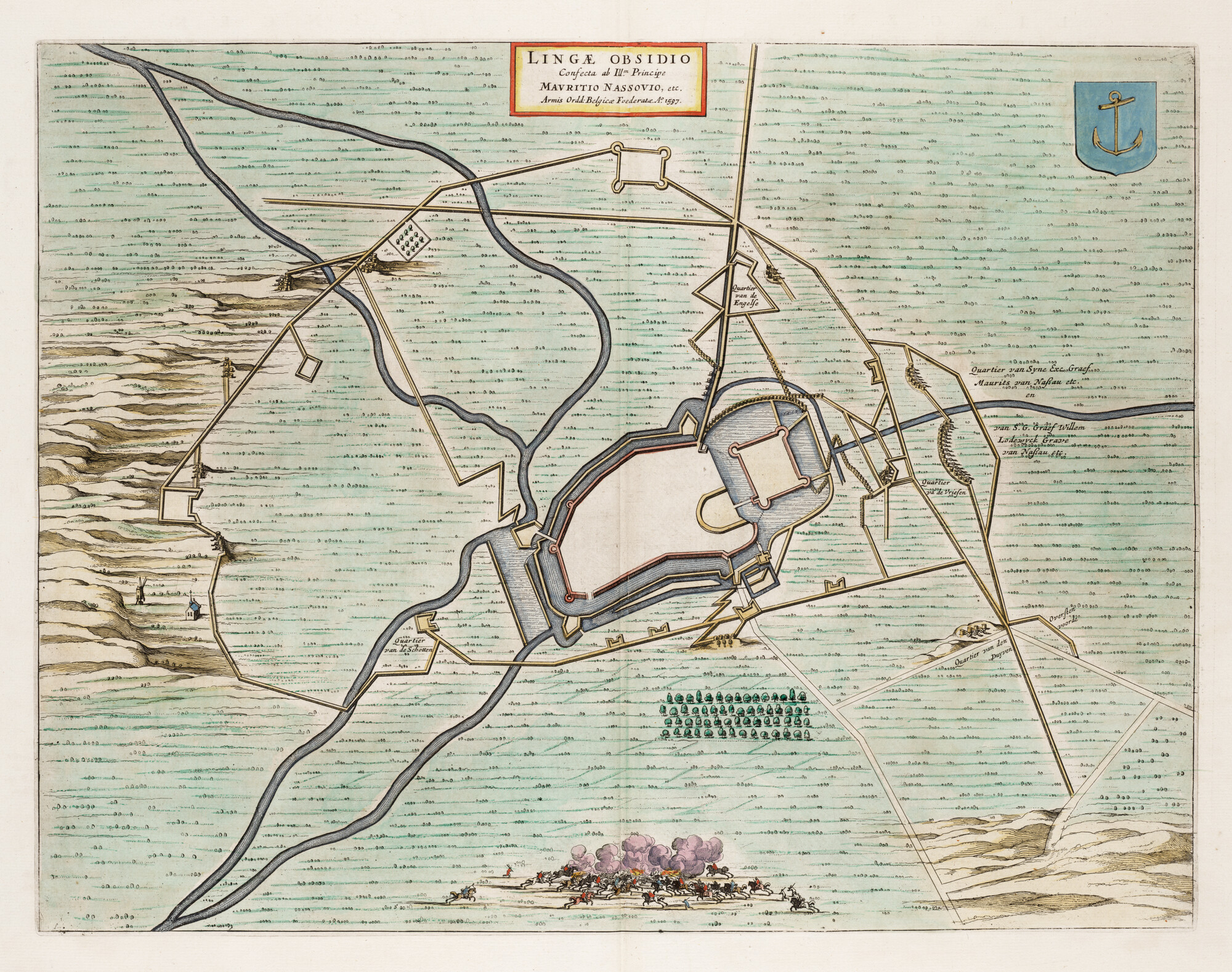 S.1034(15) [kaart 135]; Kaart van het beleg van  Lingen in 1597; landkaart