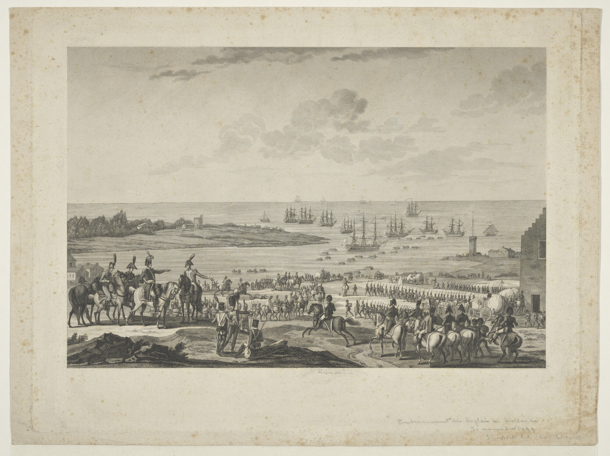A.3033(02); Het inschepen van de Engelse troepen in Holland op 30 november 1799; prent