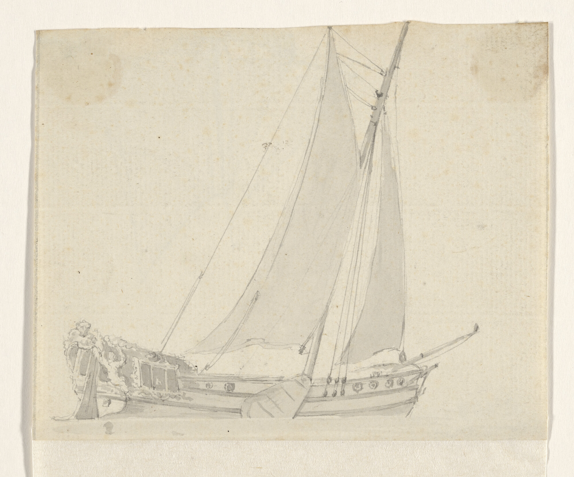 A.0149(0515); Een paviljoenjacht en verso: een binnenschip; tekening