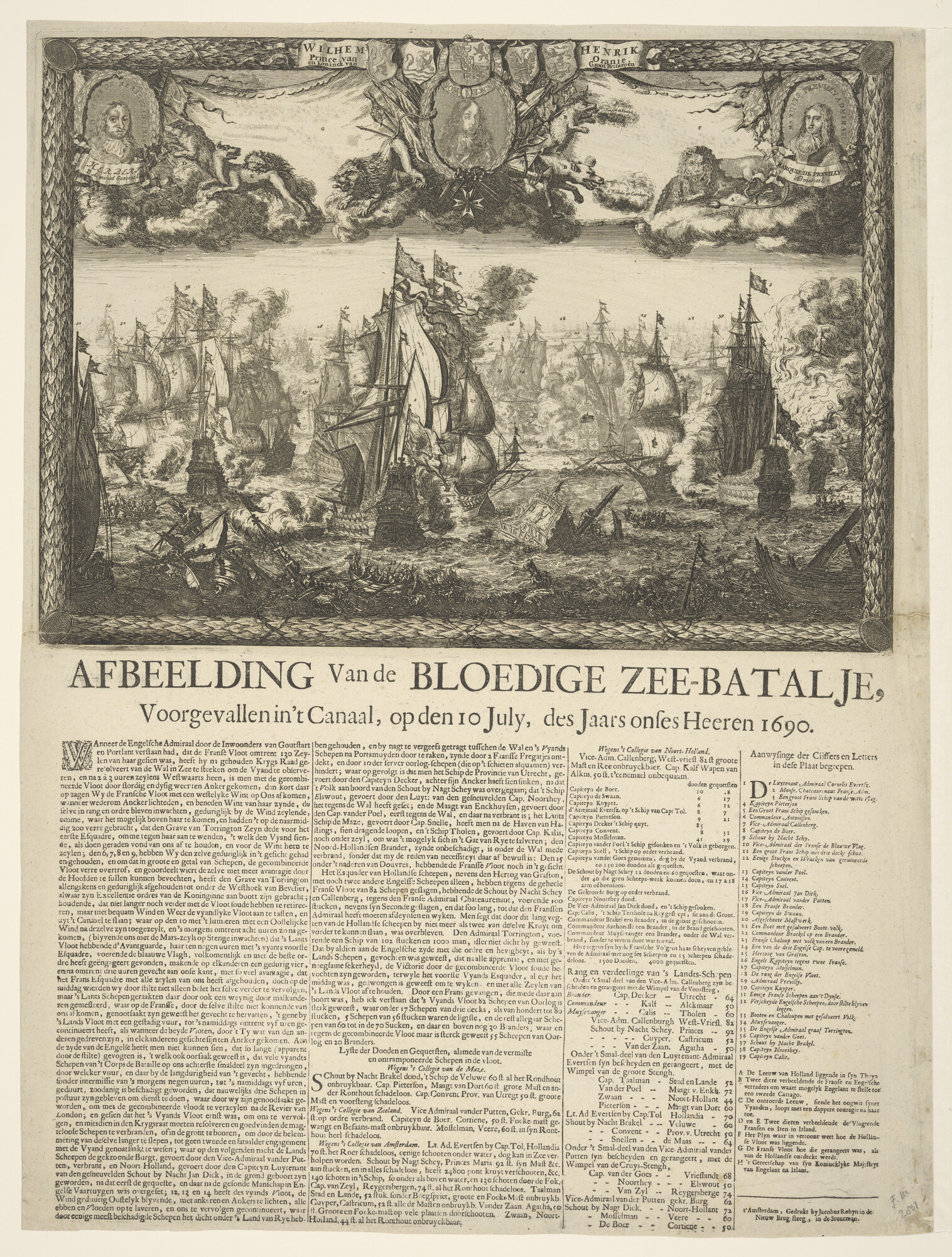 S.0847(07); 'Afbeelding Van de Bloedige Zee-Batalje...'; prent