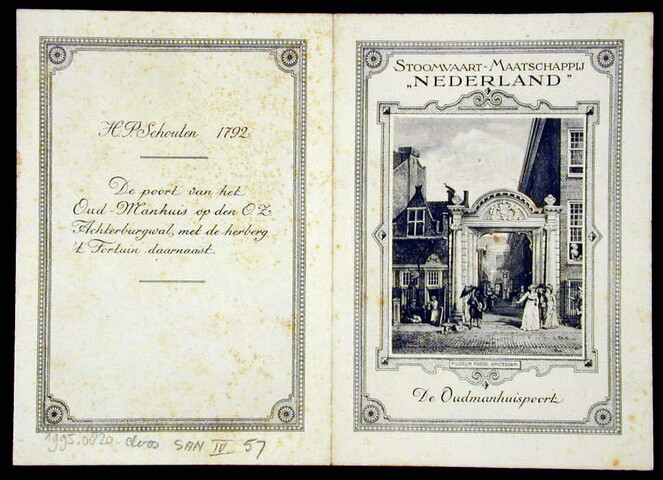 1995.0820; Menukaart voor een diner op 17 augustus 1926 aan boord van het ss. 'Rembrandt' : ANWB Bondstocht naar Noorwegen; menukaart
