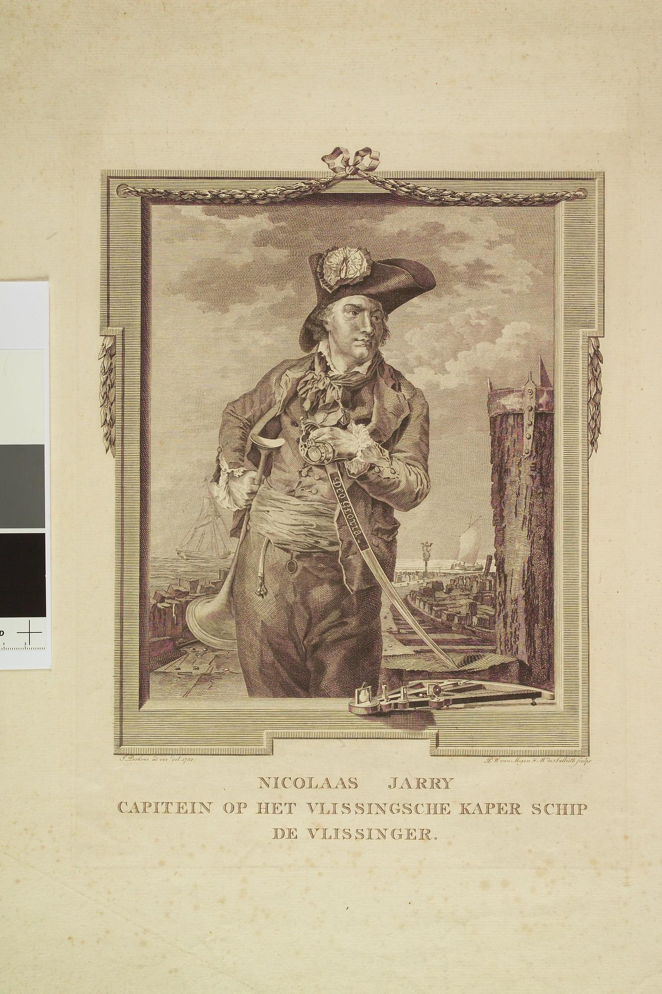 A.2914(03)m; Portret van de kaper Kapitein Nicolaas Jarry; prent