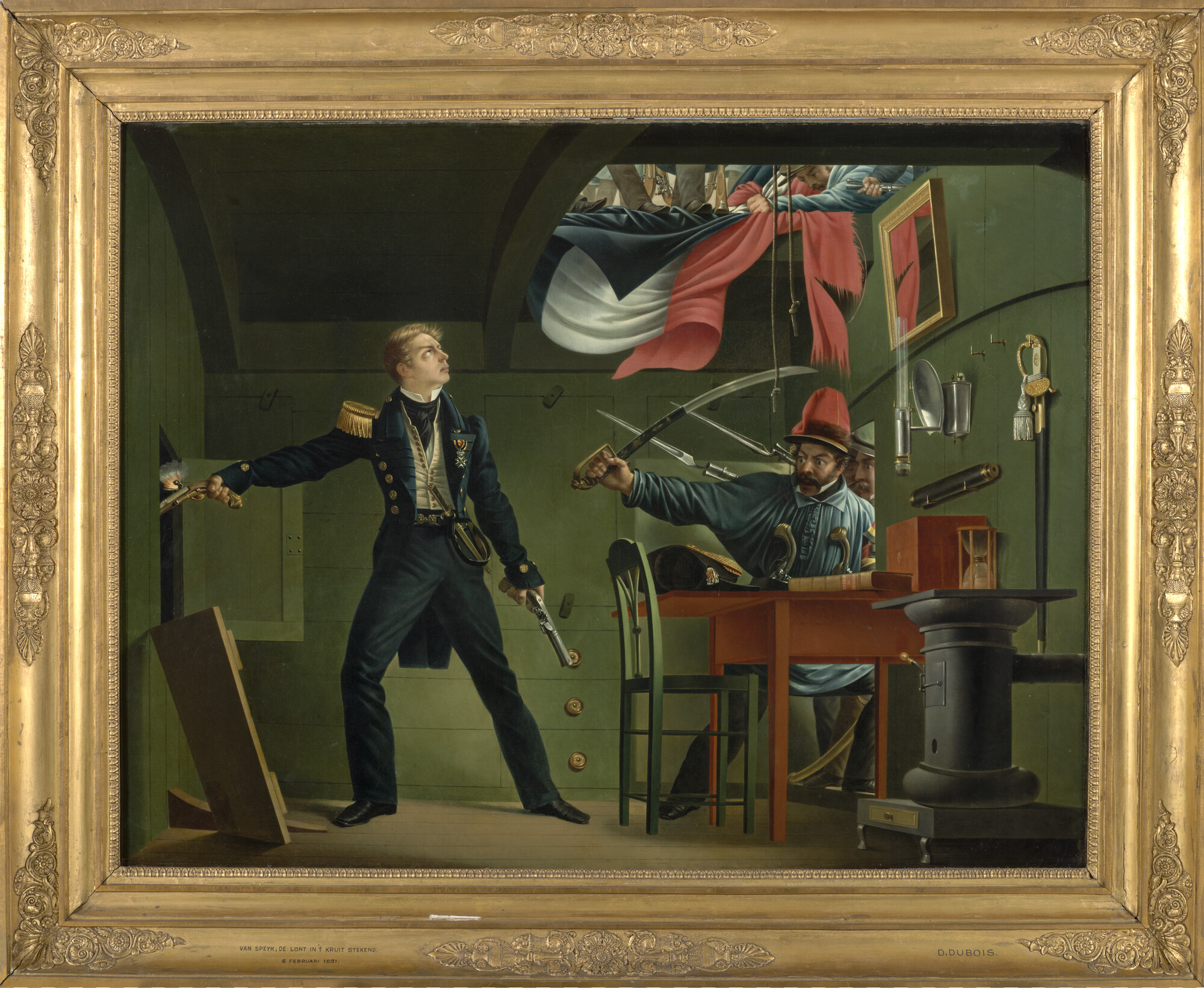 A.0112(01); J.C.J. van Speyk vuurt in het kruit; schilderij