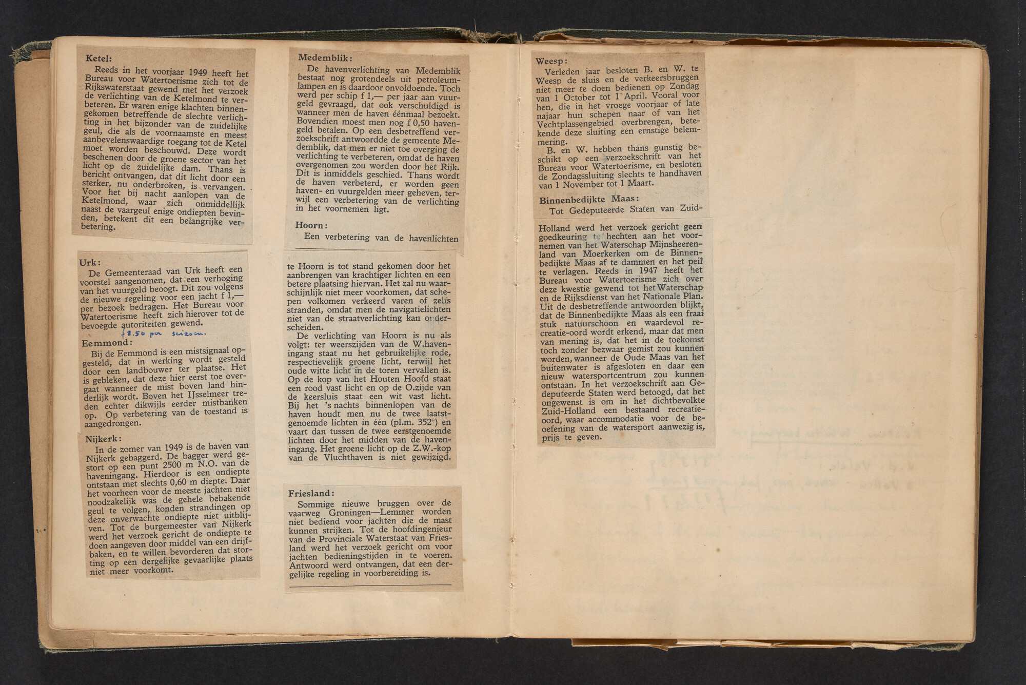 2017.0790; Logboek c.q. fotoalbum van reizen met zeeschouw Grutto in Nederland, 1949-1951; logboek