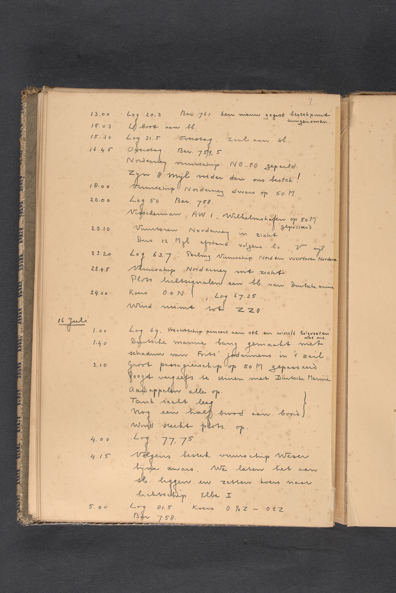 2017.0789; Logboek c.q. fotoalbum van een reis met zeilkotter Bellatrix naar Denemarken, 1937; logboek