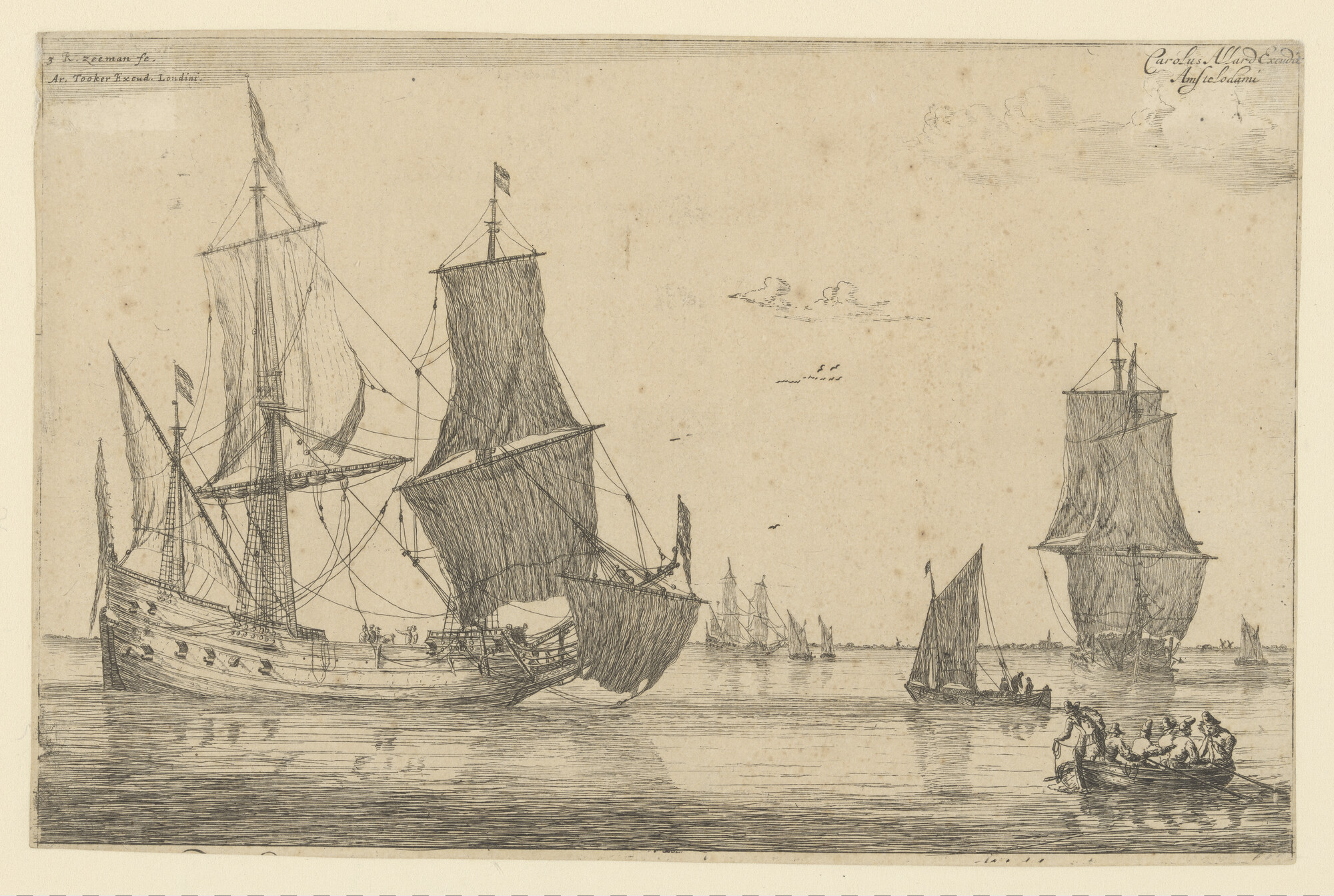 A.0149(0333); Fluitschip en andere schepen bij stil weer; prent