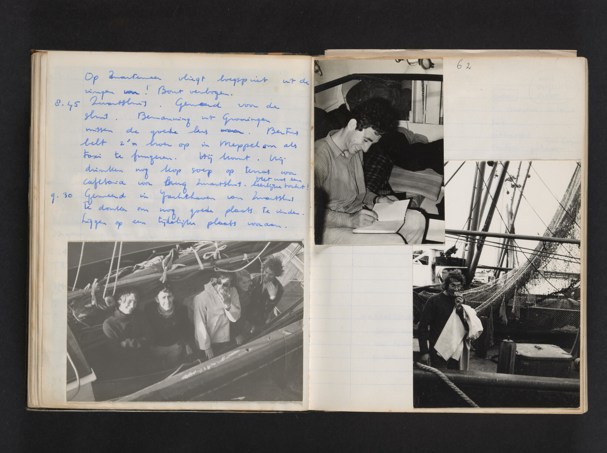 2017.0802; Logboek c.q. fotoalbum van reizen met zeeschouw Grutto (II) in Nederland, Duitsland en Denemarken, 1973-1974; logboek