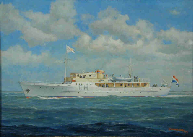 S.7343(01); Het contactvaartuig Van der Steng van het Algemeen Nederlands Comité 'Onze Marine'; schilderij