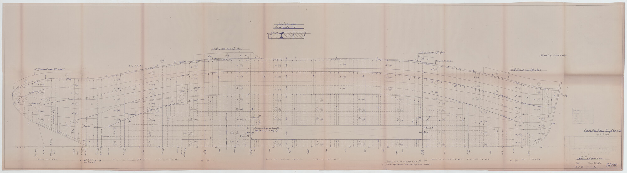 1995.7459; Huiduitslagtekening (1:50) van de sleephopperzuiger Sandon 6 voor Port Authority of Thailand [...]; technische tekening