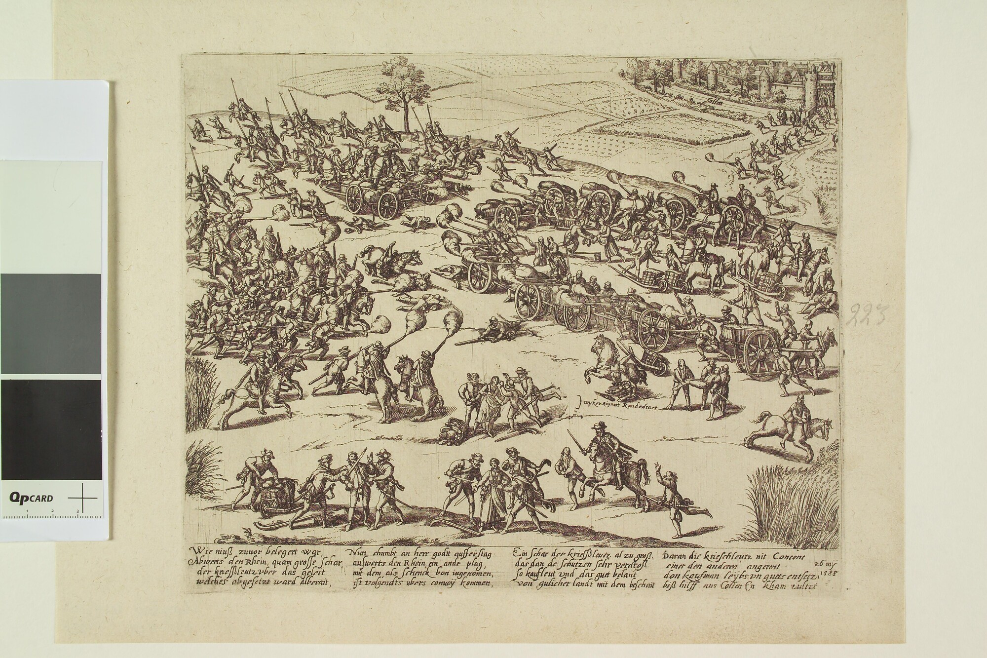 A.0145(027)284; 'De stropende krijgshorden verslagen', 26 mei 1588, na de verovering van Bonn; prent