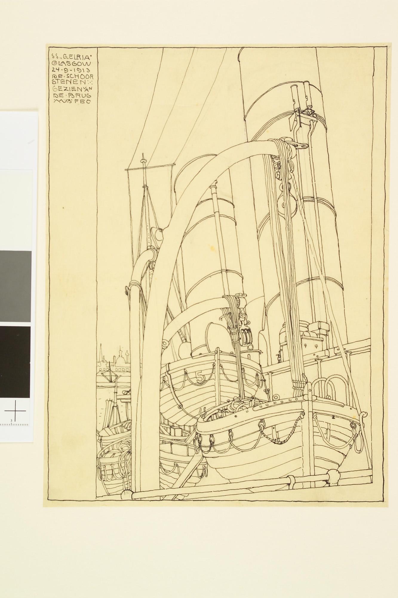 A.4894(03); De schoorstenen van het schroefstoomschip 'Gelria'; tekening