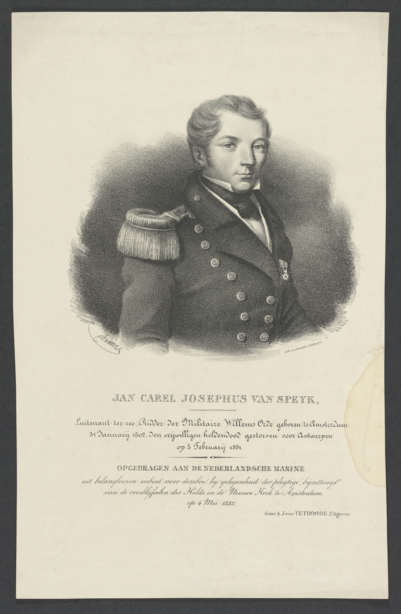 B.0209(17)35; Portret van J.C.J. van Speyk; prent