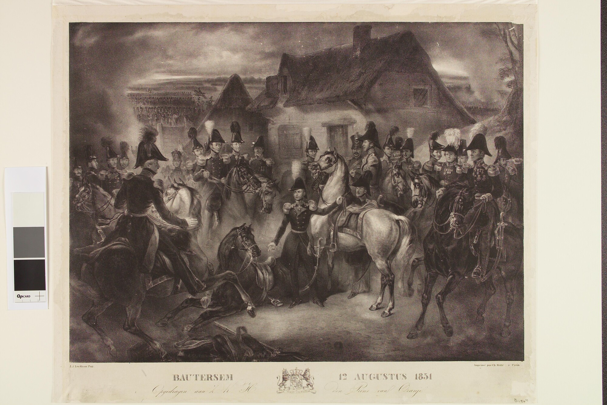 B.0190(04); Het verwonden van het paard van de Prins van Oranje bij Bautersem; prent