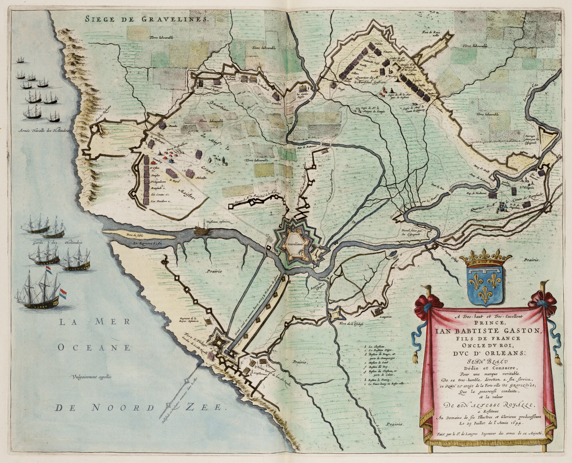 S.1034(16) [kaart 046]; De belegering van Gravelines (Grevelingen) in 1644; landkaart