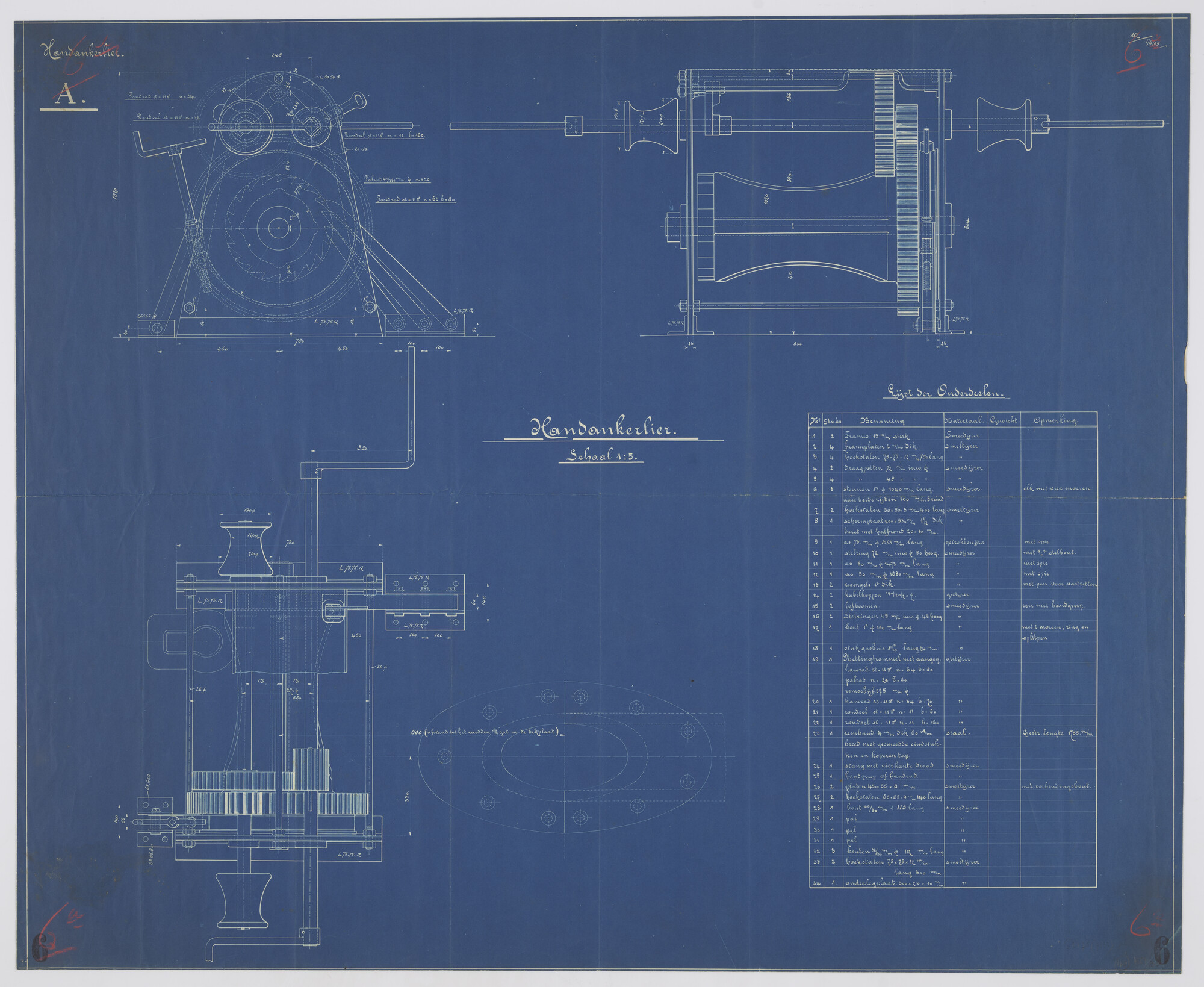 S.2175(4632); Handankerlier; technische tekening