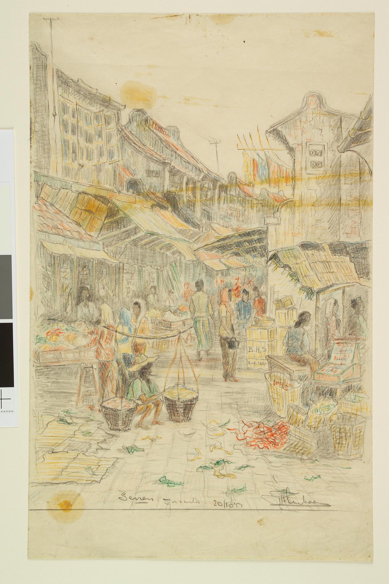 S.4824(16); Markttafereel te Djakarta, 1951; tekening