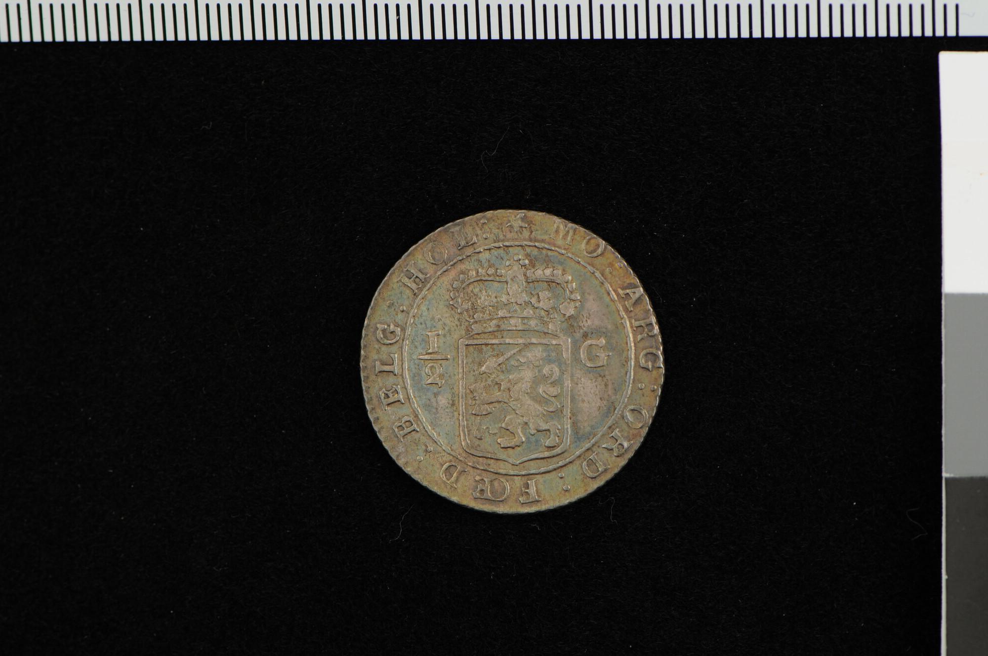 A.4076(02); Scheepjesmunt in de waarde van 1/2 gulden, geslagen in 1802; munt