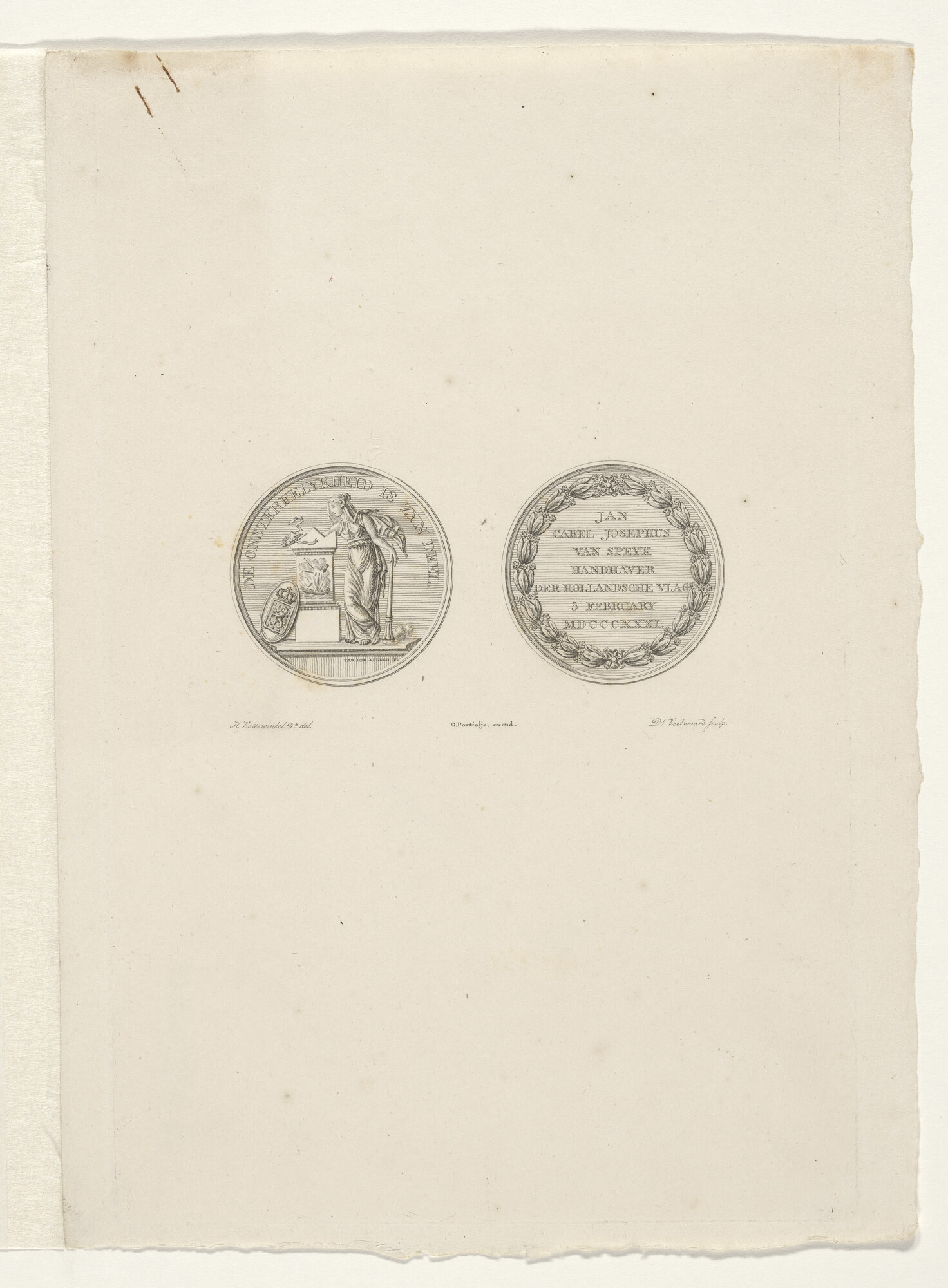 A.0964(01)56; Ontwerp voor een gedenkpenning op de dood van J.C. van Speyk; prent