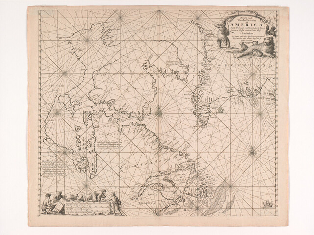 A.0145(212)18; Paskaart van de noordwestkust van Noord-Amerika tussen IJsland en Terra Neuf; zeekaart