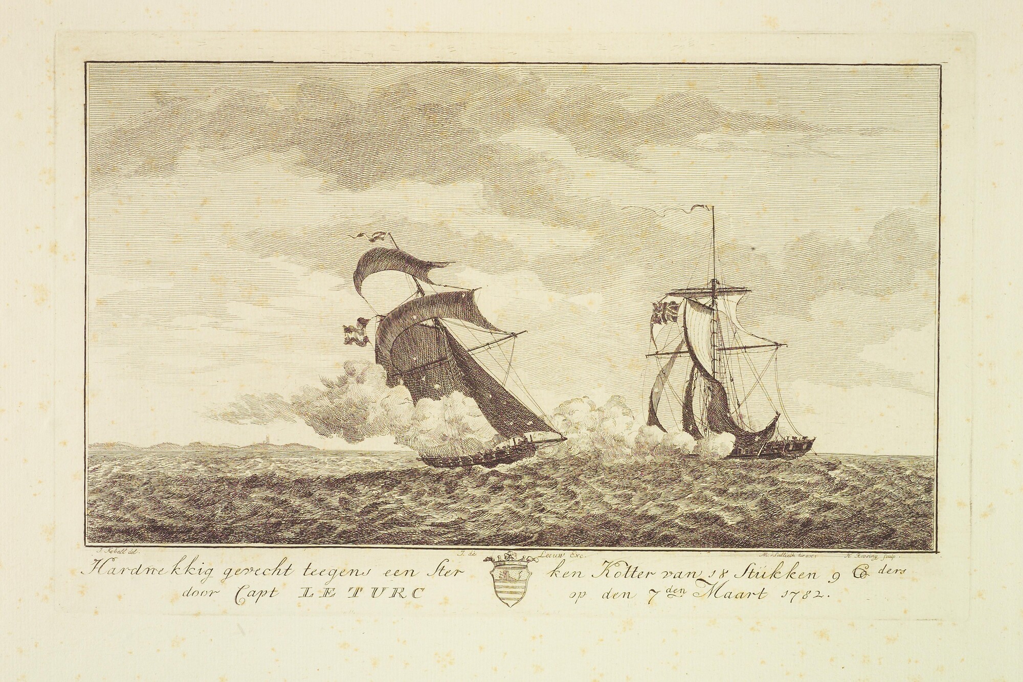 A.2160 [nr 0005]; Scheepsgevecht tussen Kapitein Le Turc en een Engelse kotter; prent
