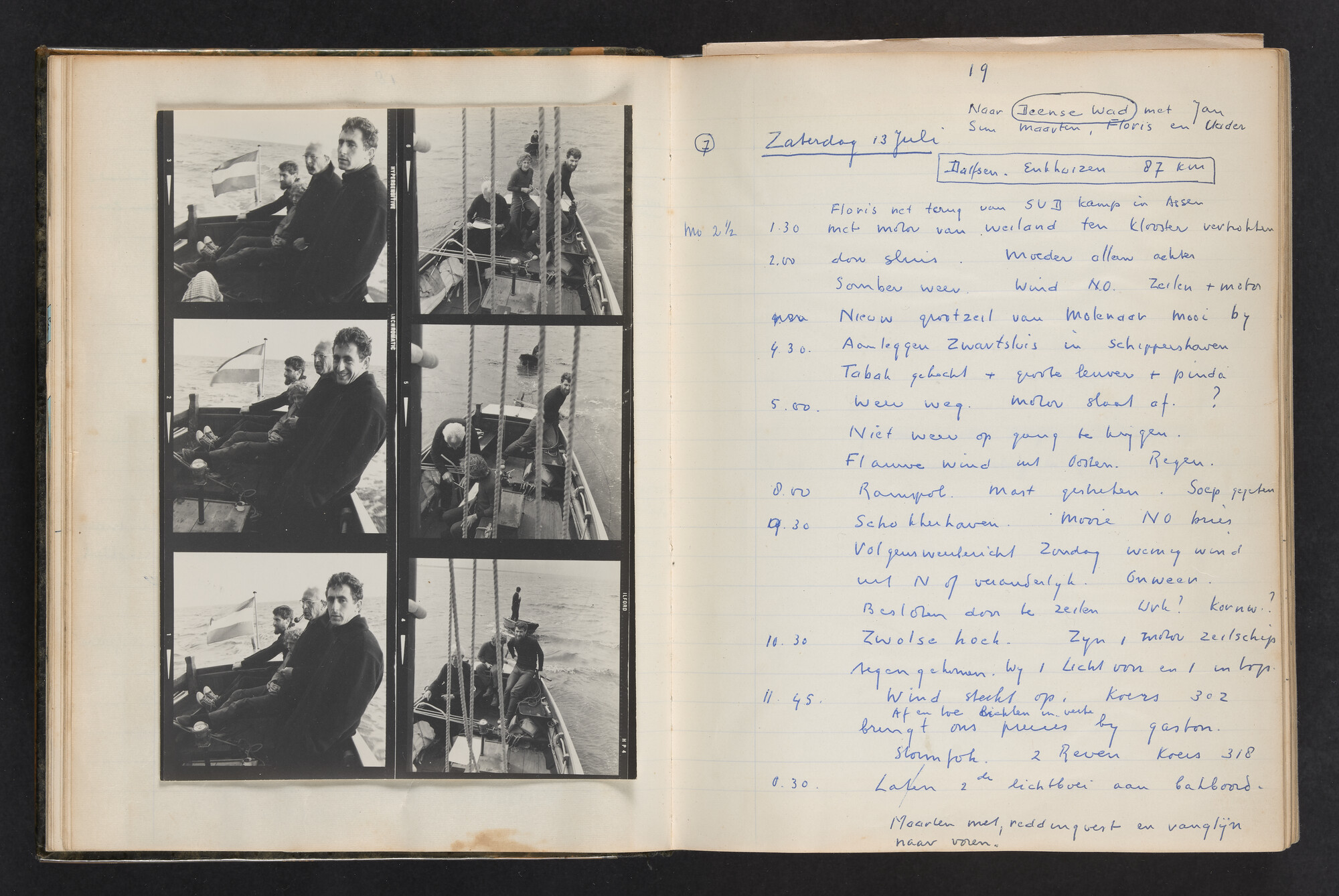 2017.0802; Logboek c.q. fotoalbum van reizen met zeeschouw Grutto (II) in Nederland, Duitsland en Denemarken, 1973-1974; logboek