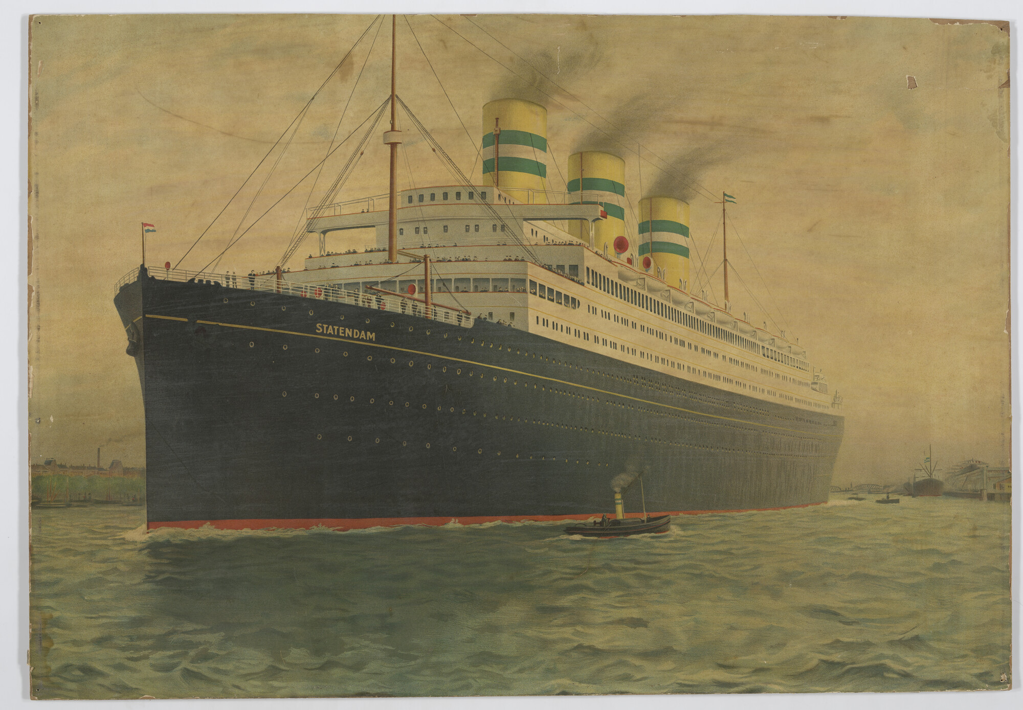 S.6923(09); Een reklame affiche van de Holland-Amerika Lijn met het ss. 'Statendam'; affiche