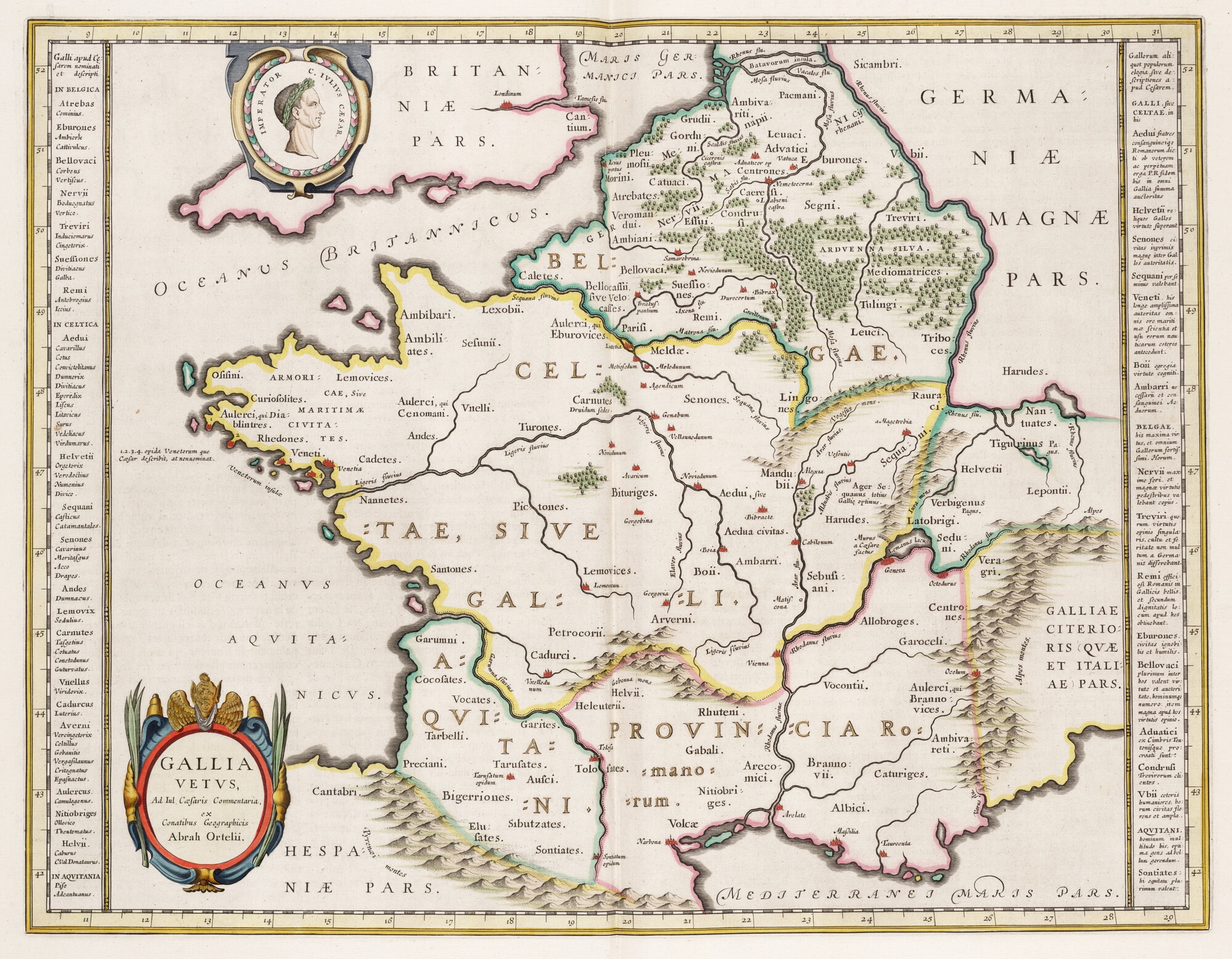 S.1034(13) [kaart 002]; Kaart van Frankrijk ten tijde van Julius Caesar; landkaart