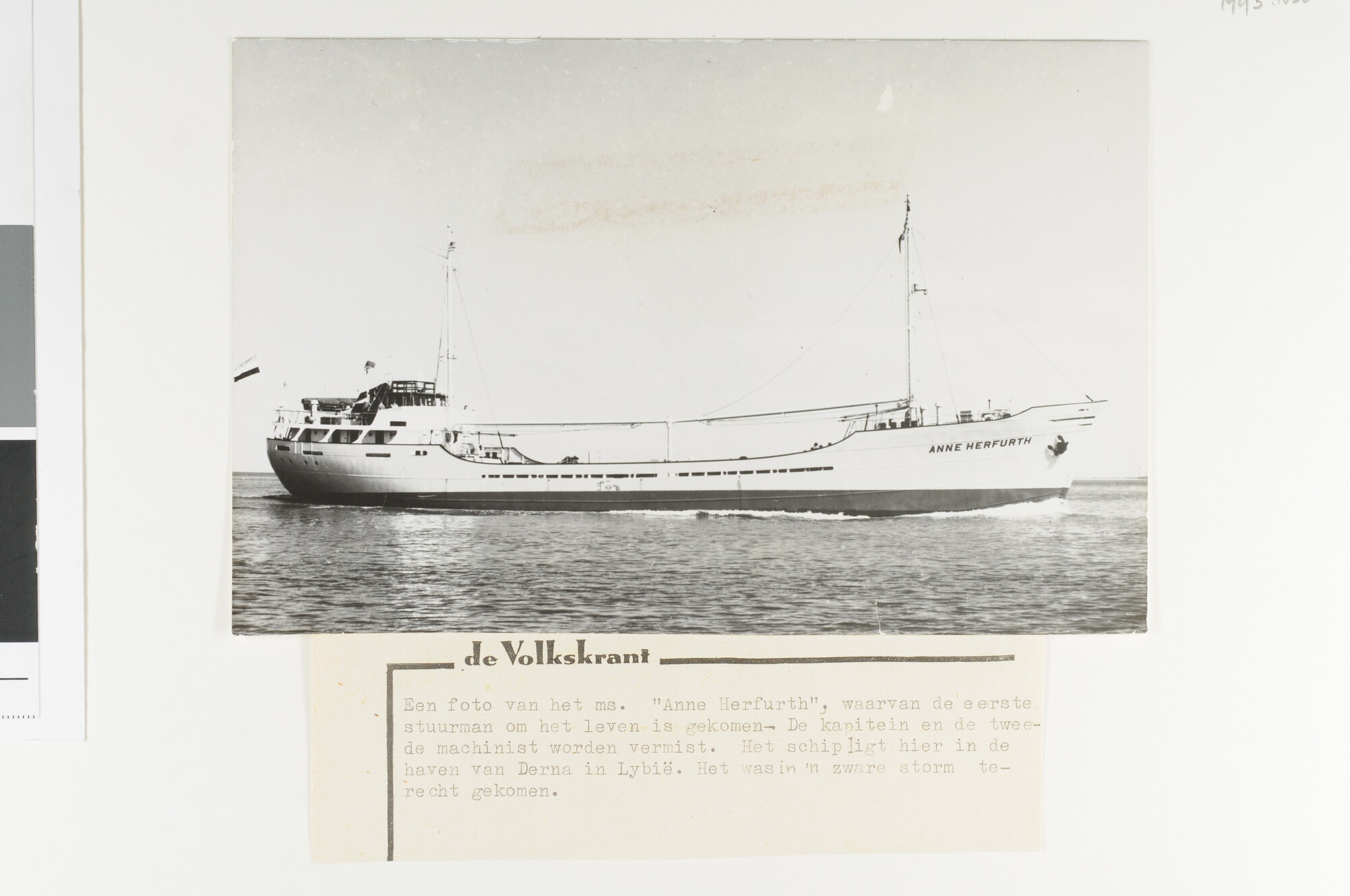 1993.1030; De coaster ms. 'Anne Herfurth' van Rederij Anne Herfurth; foto