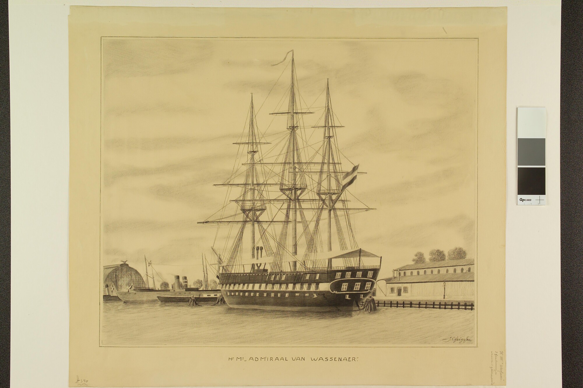 A.0340(01); Het opleidingsschip Hr.Ms. 'Admiraal van Wassenaer'; tekening