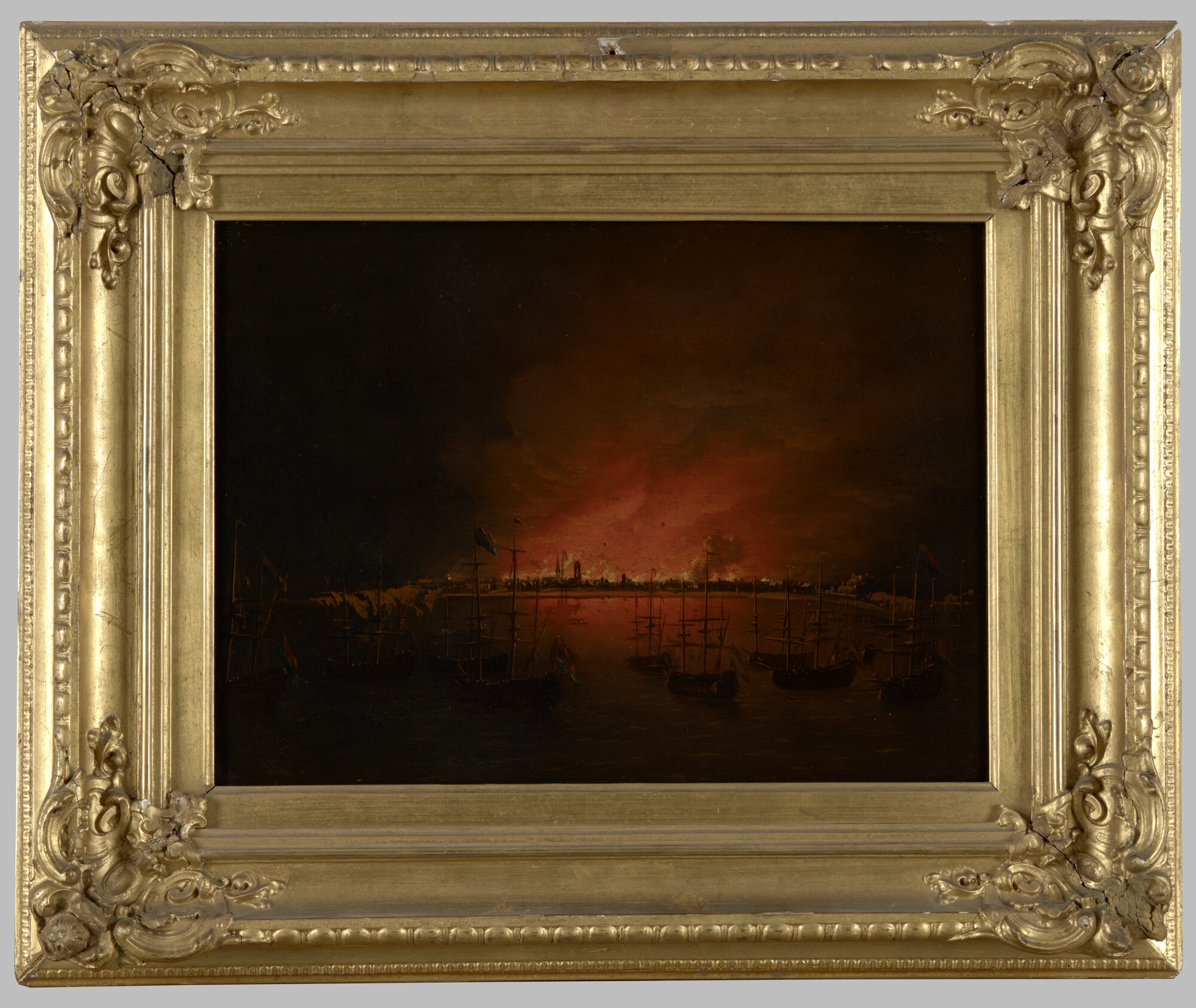 A.0005; Het bombardement van Dieppe; schilderij