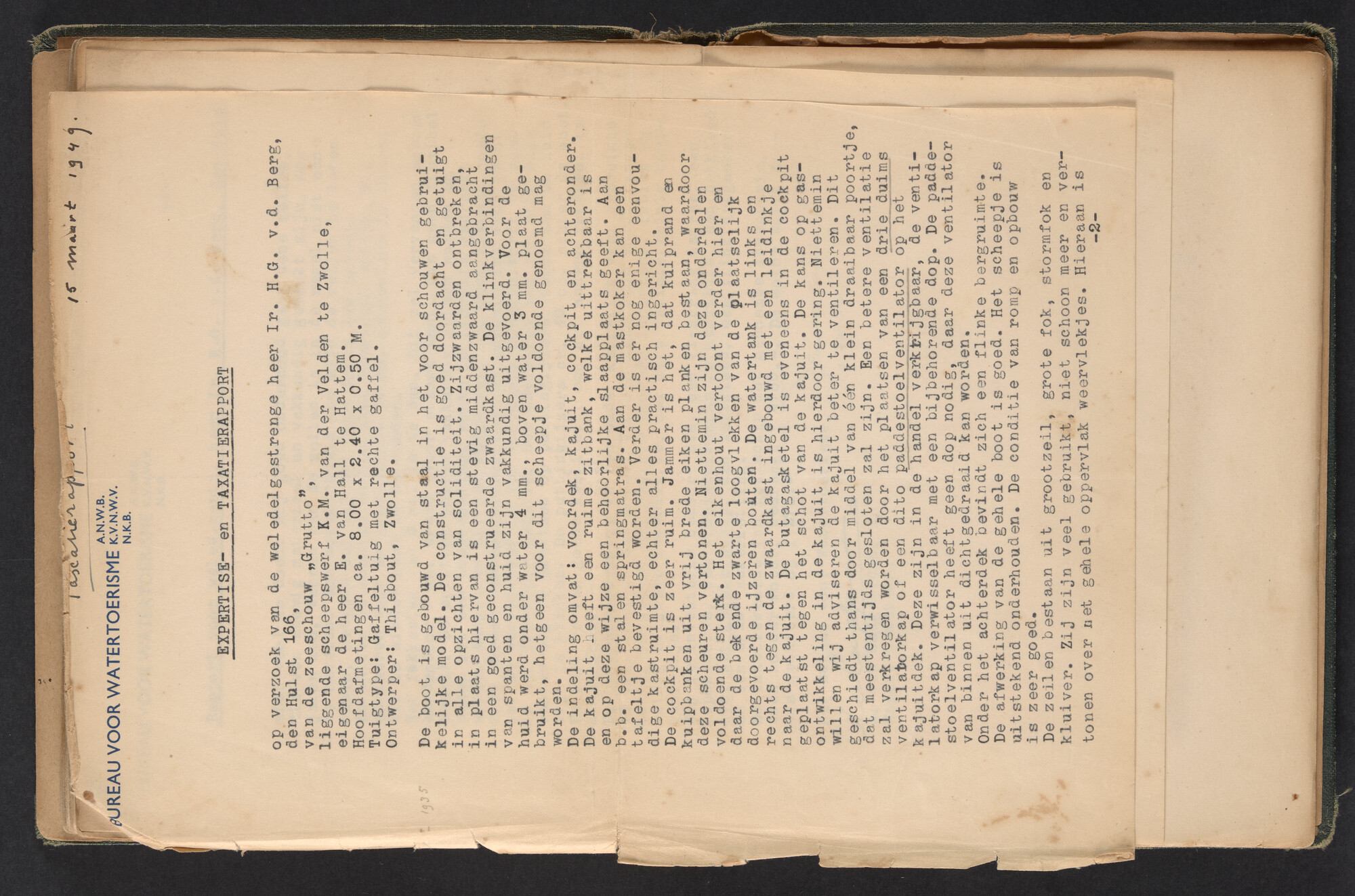 2017.0790; Logboek c.q. fotoalbum van reizen met zeeschouw Grutto in Nederland, 1949-1951; logboek
