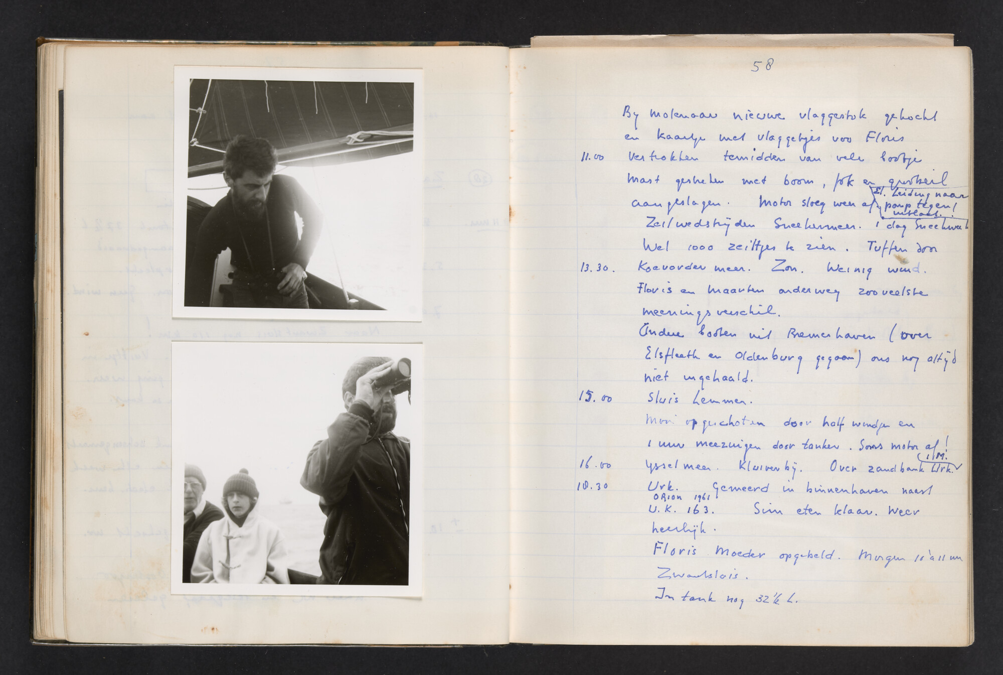 2017.0802; Logboek c.q. fotoalbum van reizen met zeeschouw Grutto (II) in Nederland, Duitsland en Denemarken, 1973-1974; logboek