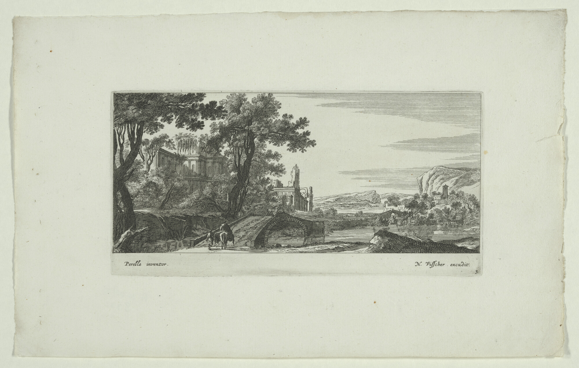 A.3138(02) [nr 0003]; Een haven in een lieflijk landschap; prent