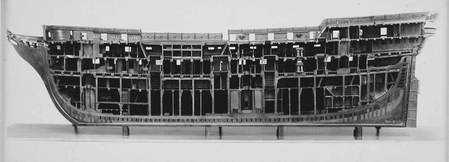 S.1020; Model van het linieschip Zr.Ms. Neptunus van 84 stukken; scheepsmodel
