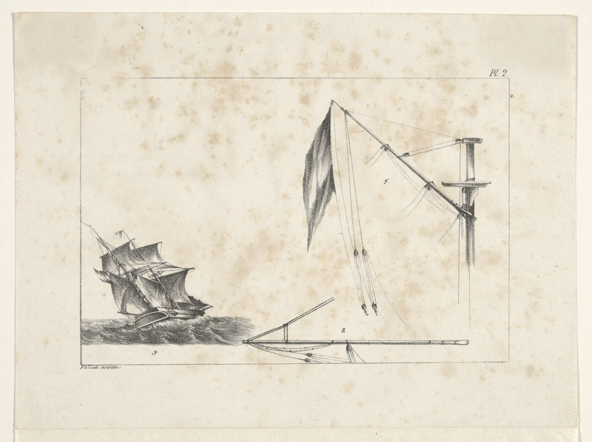 A.0149(0621); Prent van een schoener en een gaffel; prent