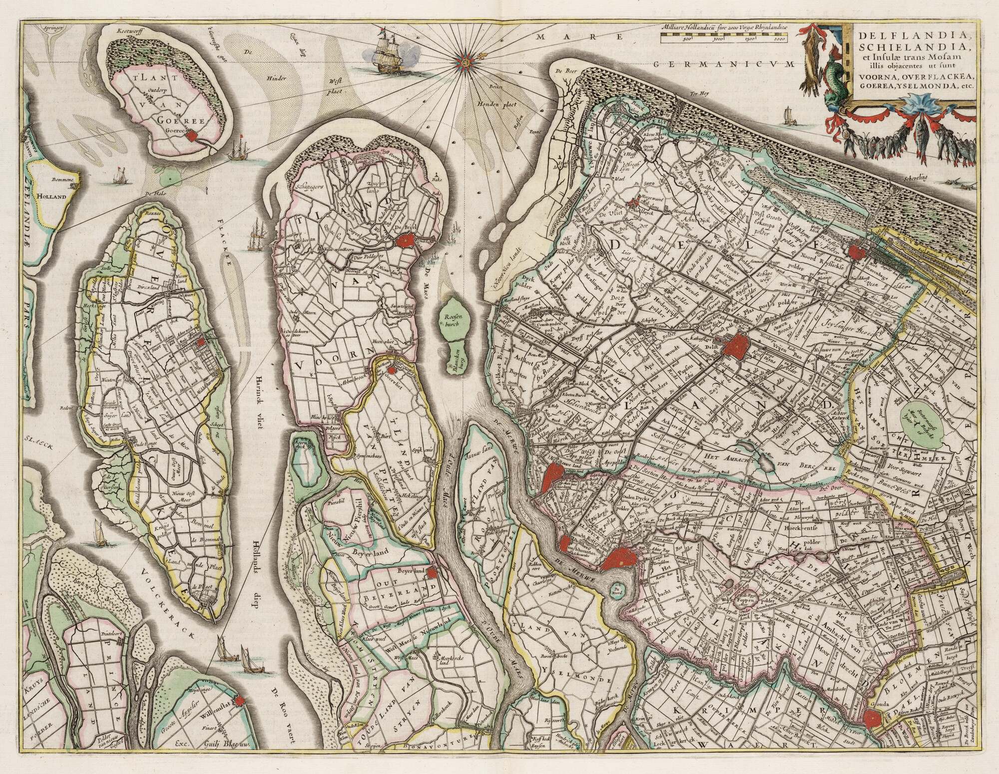 S.1034(03) [kaart 050]; Kaart van het zuidwesten van Holland met onder andere Delfland; landkaart