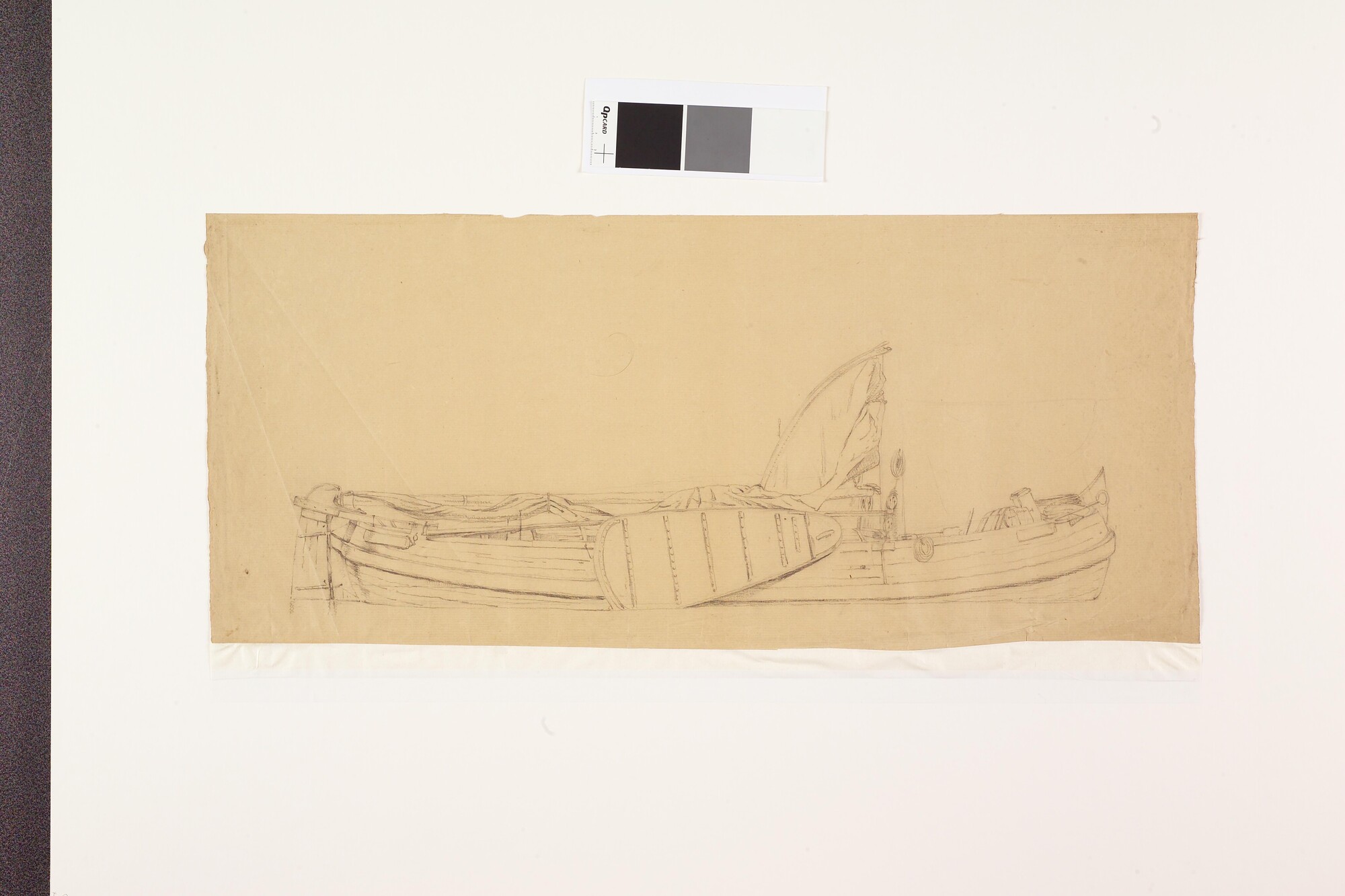 S.2099(10); Een tjalk, waarvan de mast slechts gedeeltelijk is afgebeeld; tekening