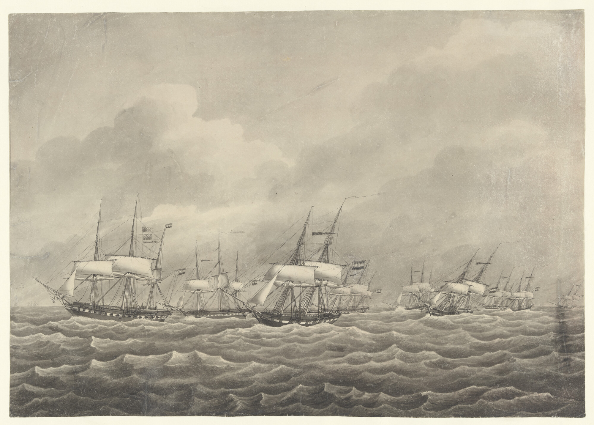 A.0501(02); Het oefeneskader van Schout-bij-Nacht P. Ziervogel in de Noordzee; tekening