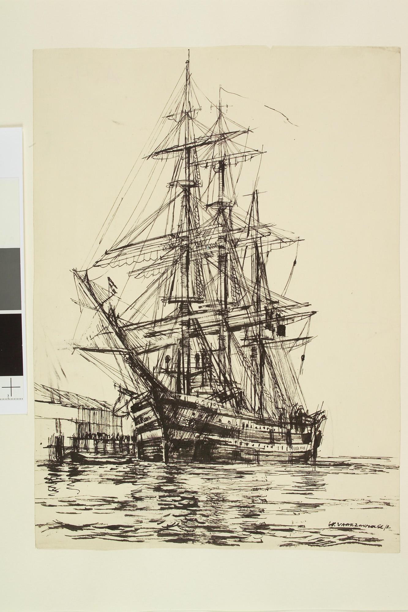 S.4673; Het Italiaanse opleidingsschip 'Amerigo Vespucci'; tekening