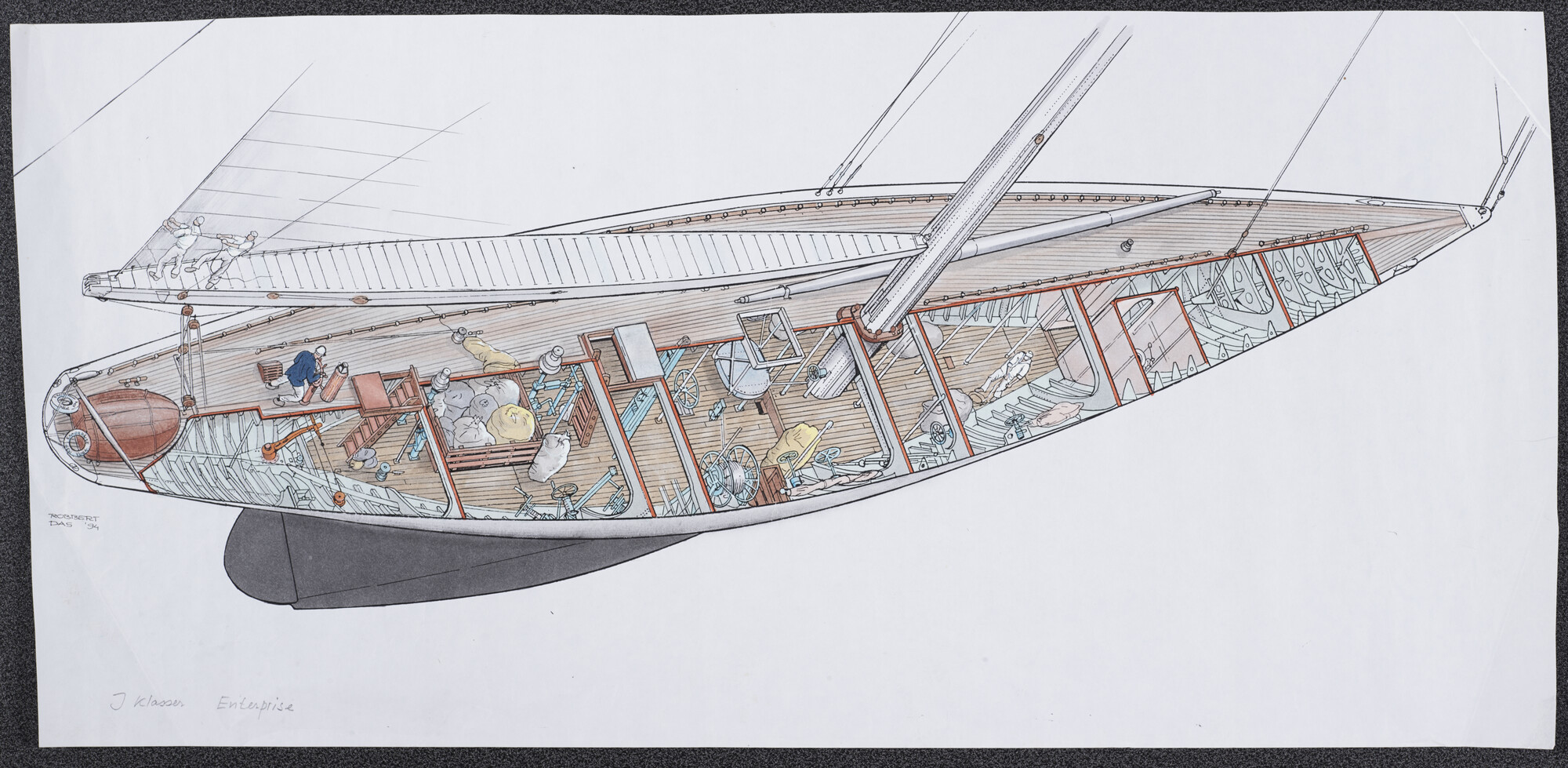 2019.0328; Enterprise, J-klasse; aquarel