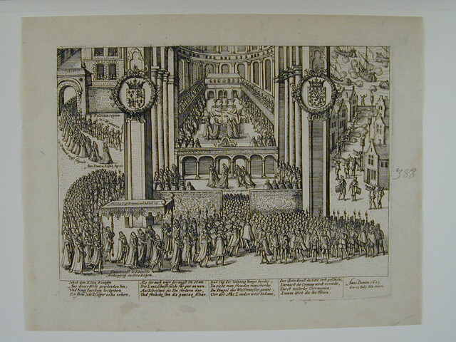 A.0145(027)343; Engelse koning Jacobus I in Westminster gekroond, 25 juli 1603; prent